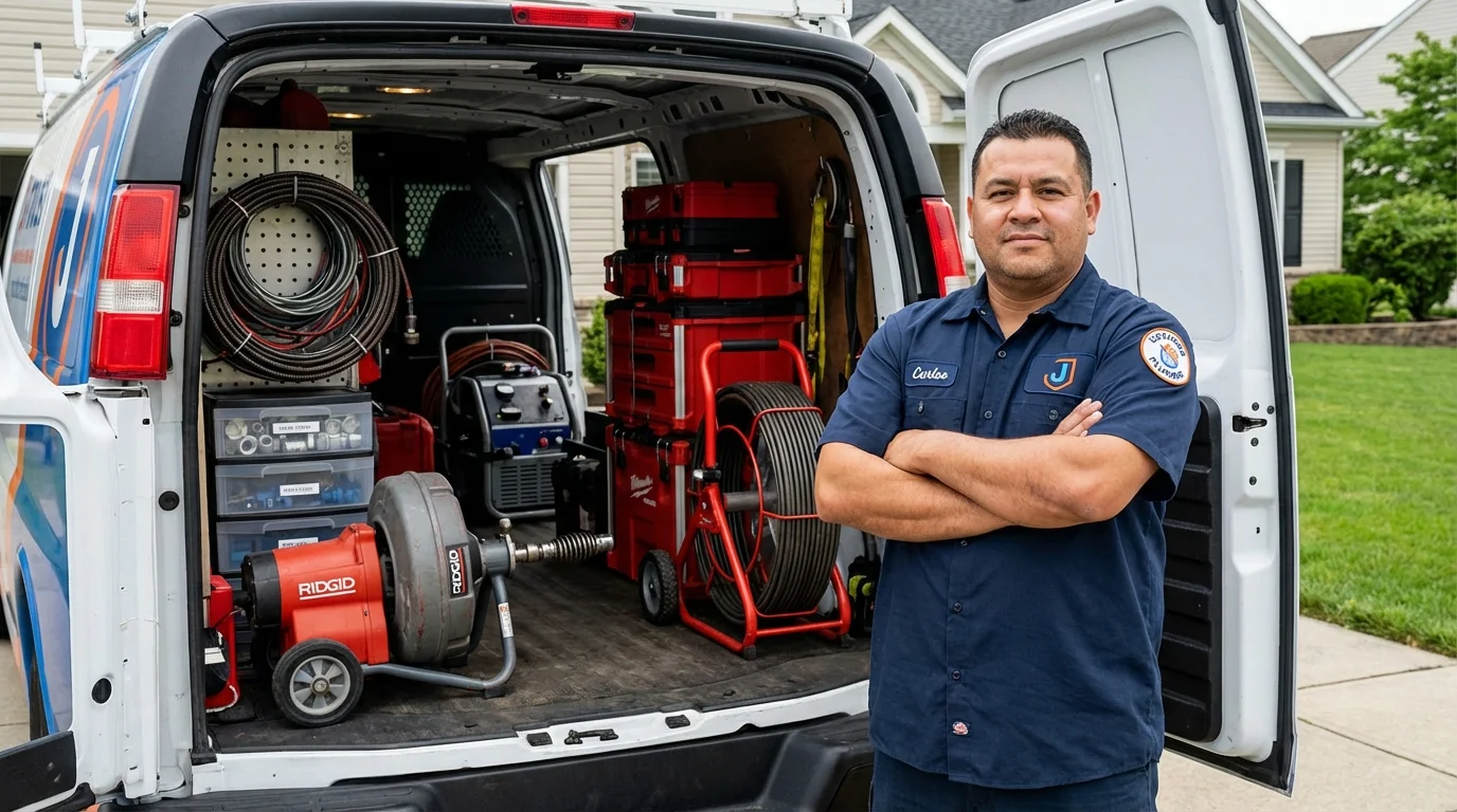 Professional drain cleaning equipment and Johns Plumbing LLC plumber in Houma