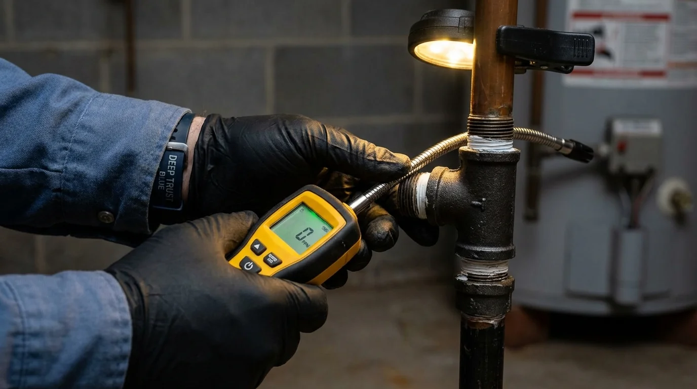 Gas leak detection with electronic sniffer by Johns Plumbing LLC in Houma