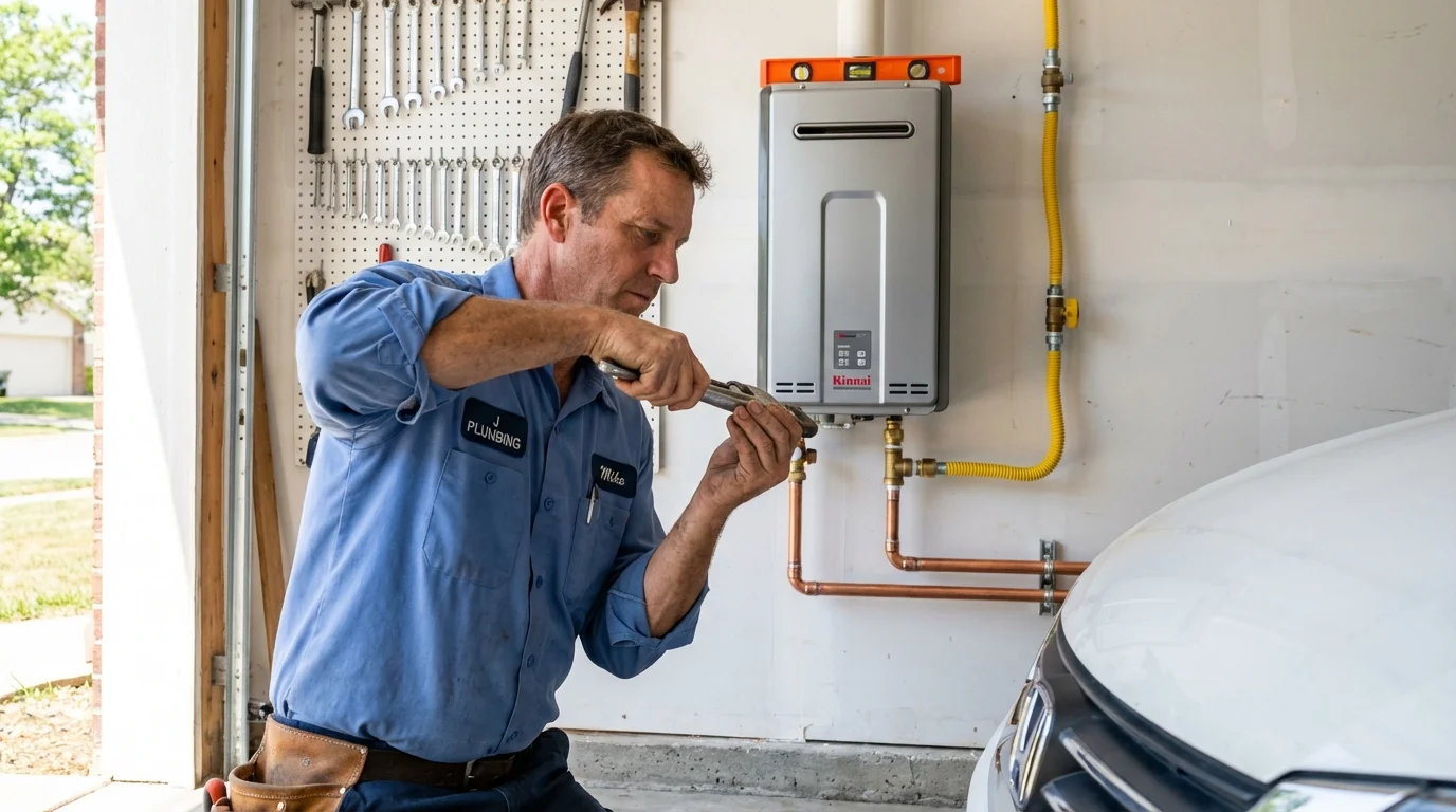 Tankless water heater installation by a Johns Plumbing LLC plumber in Houma